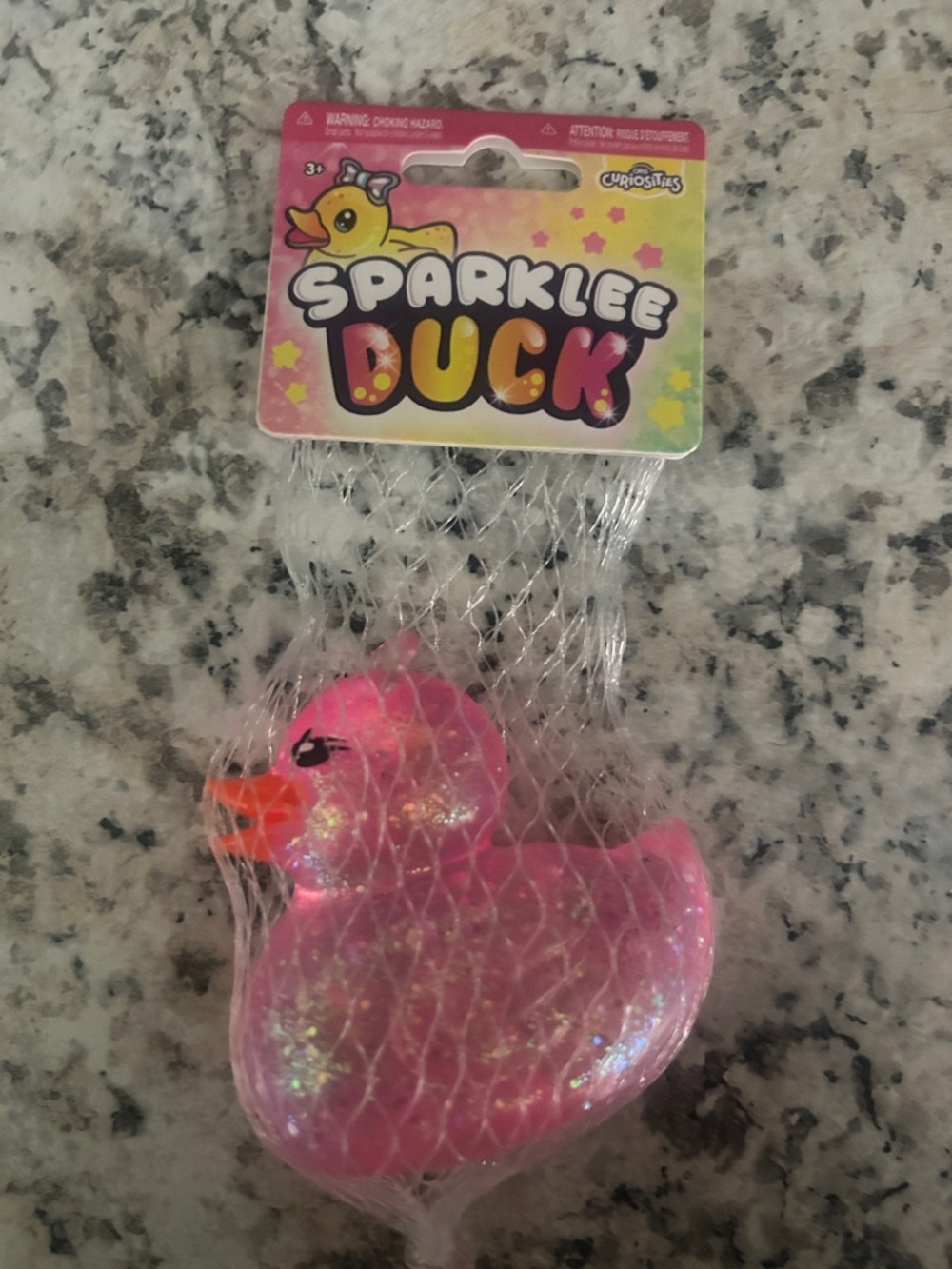 Orb Curiosities Pink Sparkly Duck Squishy Fidget Toy